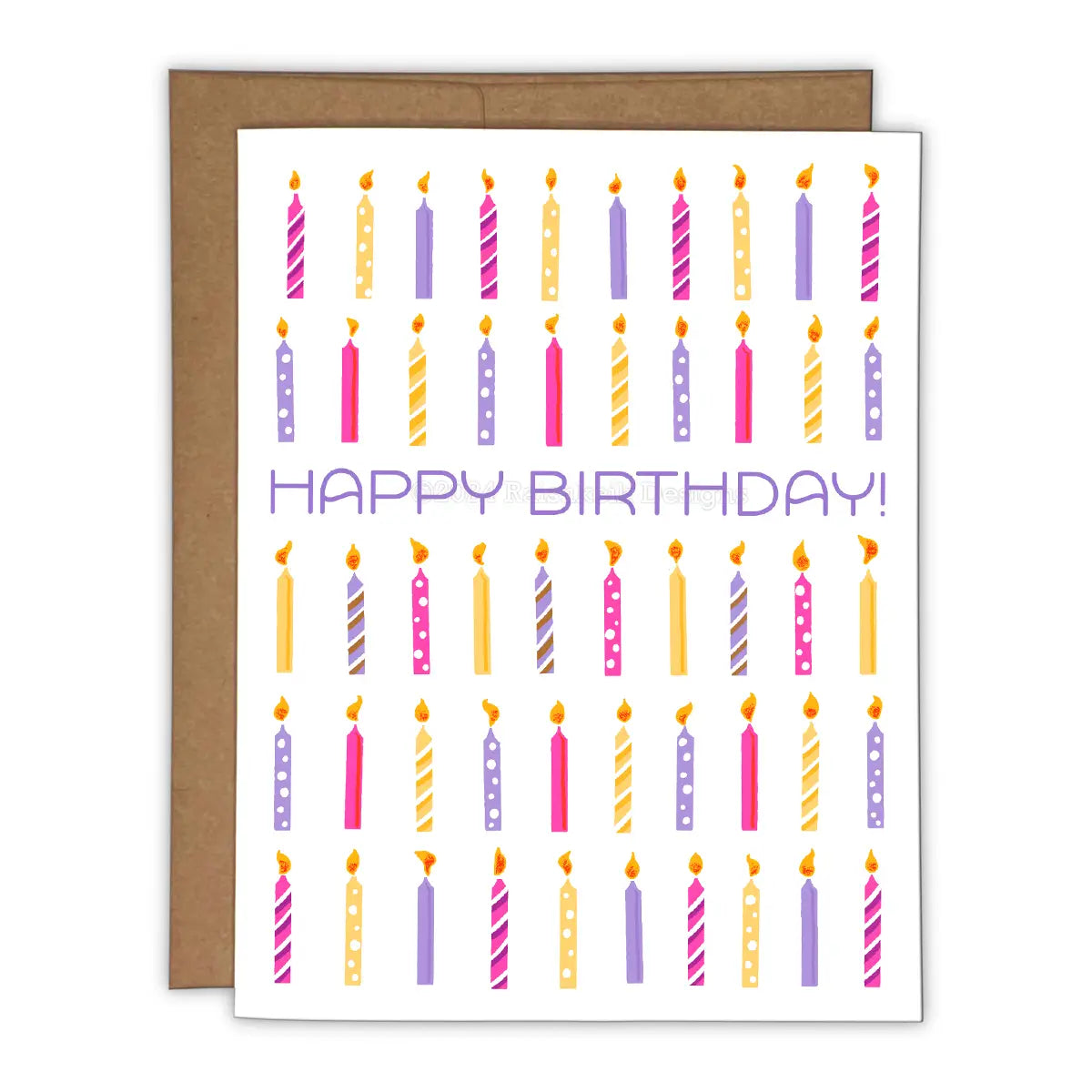 Happy Birthday Candles Risograph Greeting Card