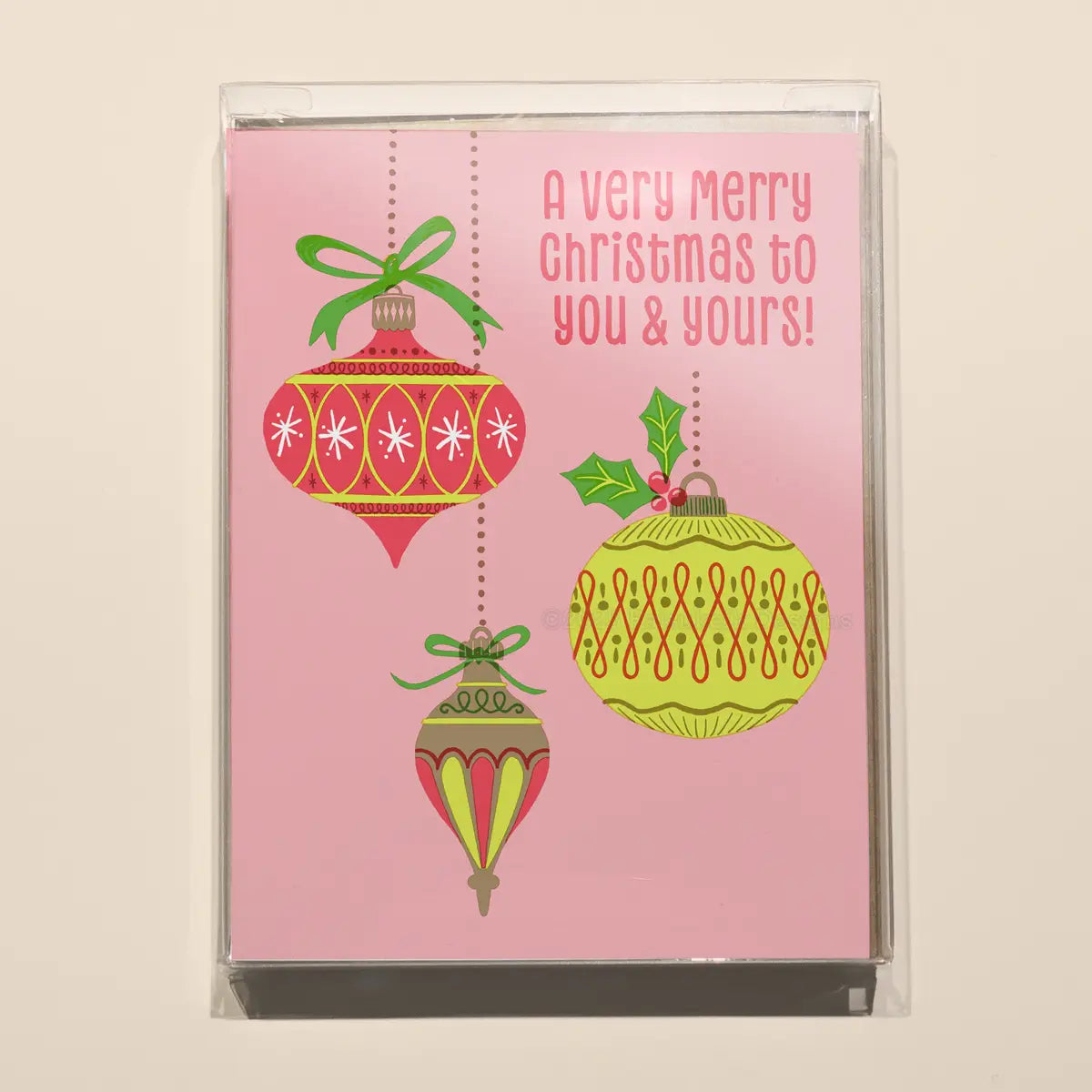 Set of 8 Vintage Christmas Ornaments Risograph Greeting Cards