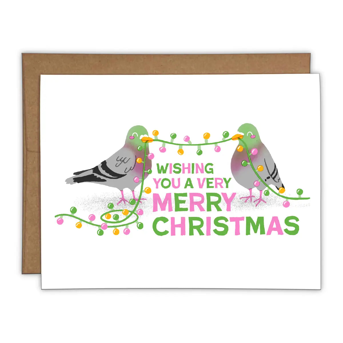 Christmas Pigeons Risograph Greeting Card