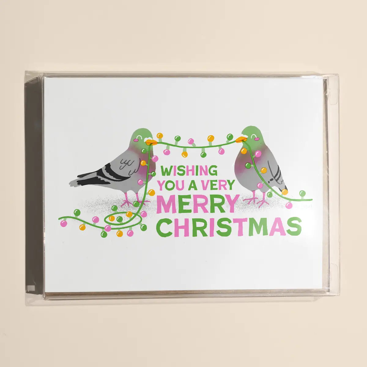 Set of 8 Christmas Pigeons Risograph Greeting Cards