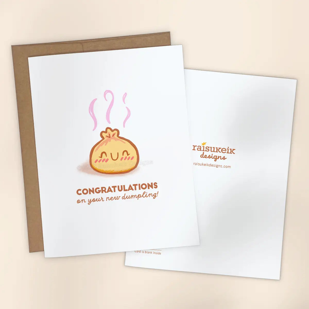 New Baby Dumpling Risograph Greeting Card