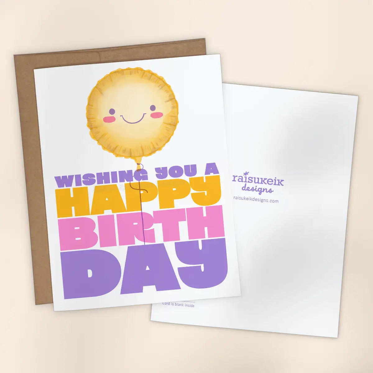 Happy Birthday Balloon Risograph Greeting Card