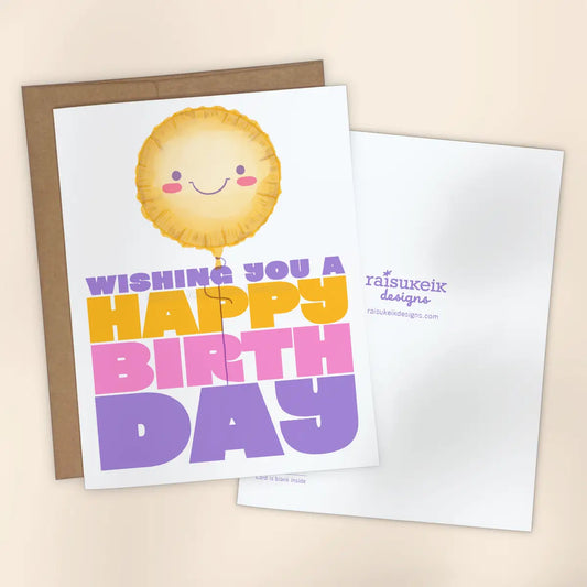 Happy Birthday Balloon Risograph Greeting Card