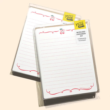 Ribbon & Cherry - 12 Notecard Risograph Stationery Set