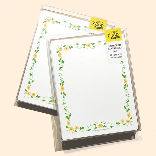 Daisy & Vines - 12 Notecard Risograph Stationery Set
