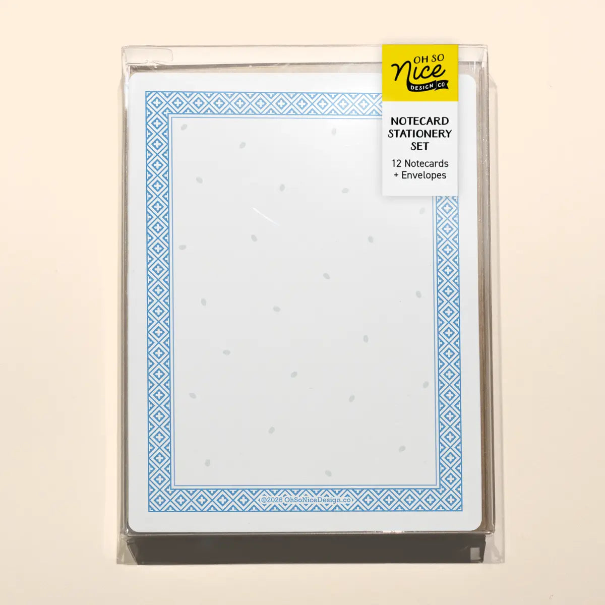 Chinese Bowl Border Deco - 12 Notecard Risograph Stationery Set