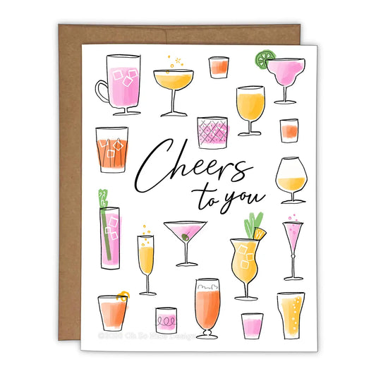Cheers To You Drinks Risograph Greeting Card