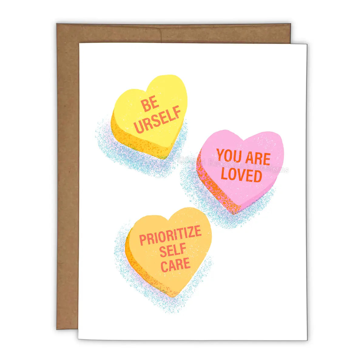 Affirmative Candy Hearts Risograph Greeting Card