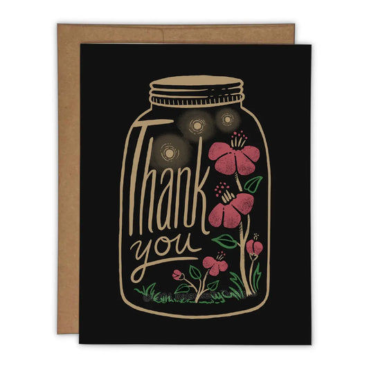 Thank You Jar Black & Metallic Gold Risograph Greeting Card