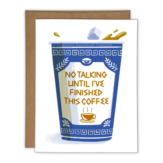 No Talking Until Coffee Risograph Greeting Card