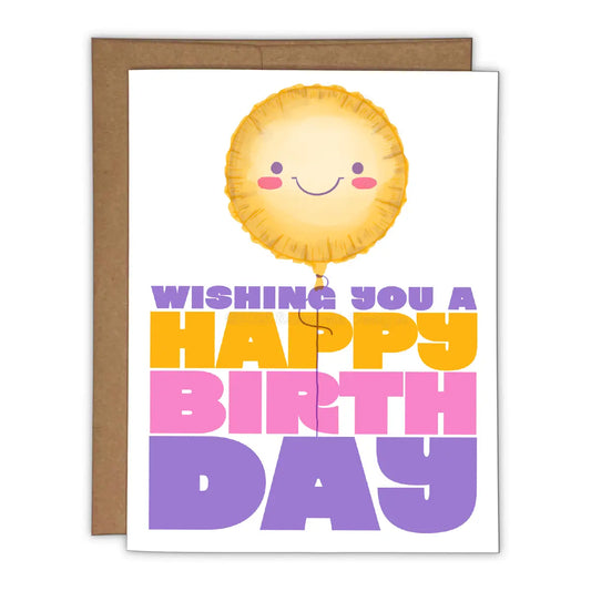 Happy Birthday Balloon Risograph Greeting Card