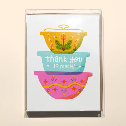 Set of 8 Thank You So Much Mixing Bowls Risograph Greeting Cards