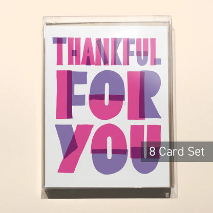 Set of 8 Thankful For You Risograph Greeting Cards