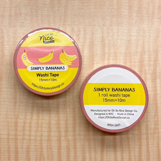 Simply Bananas design on 15mm x 10m washi tape from Oh So Nice Design Co.