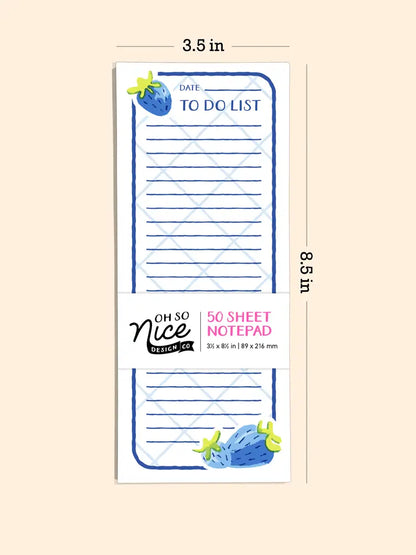 Blue Strawberries To-Do List - Risograph Notepad