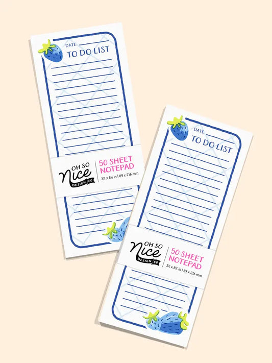 Blue Strawberries To-Do List - Risograph Notepad