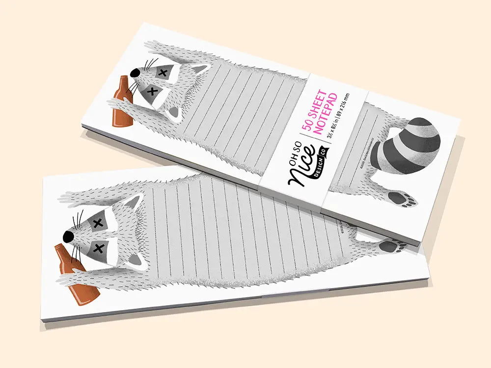 Tipsy Drunk Raccoon - Risograph Notepad