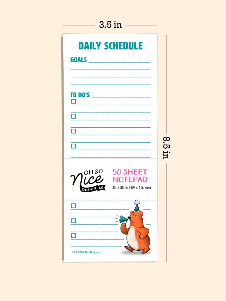 Party Bear Daily Schedule Checklist - Risograph Notepad